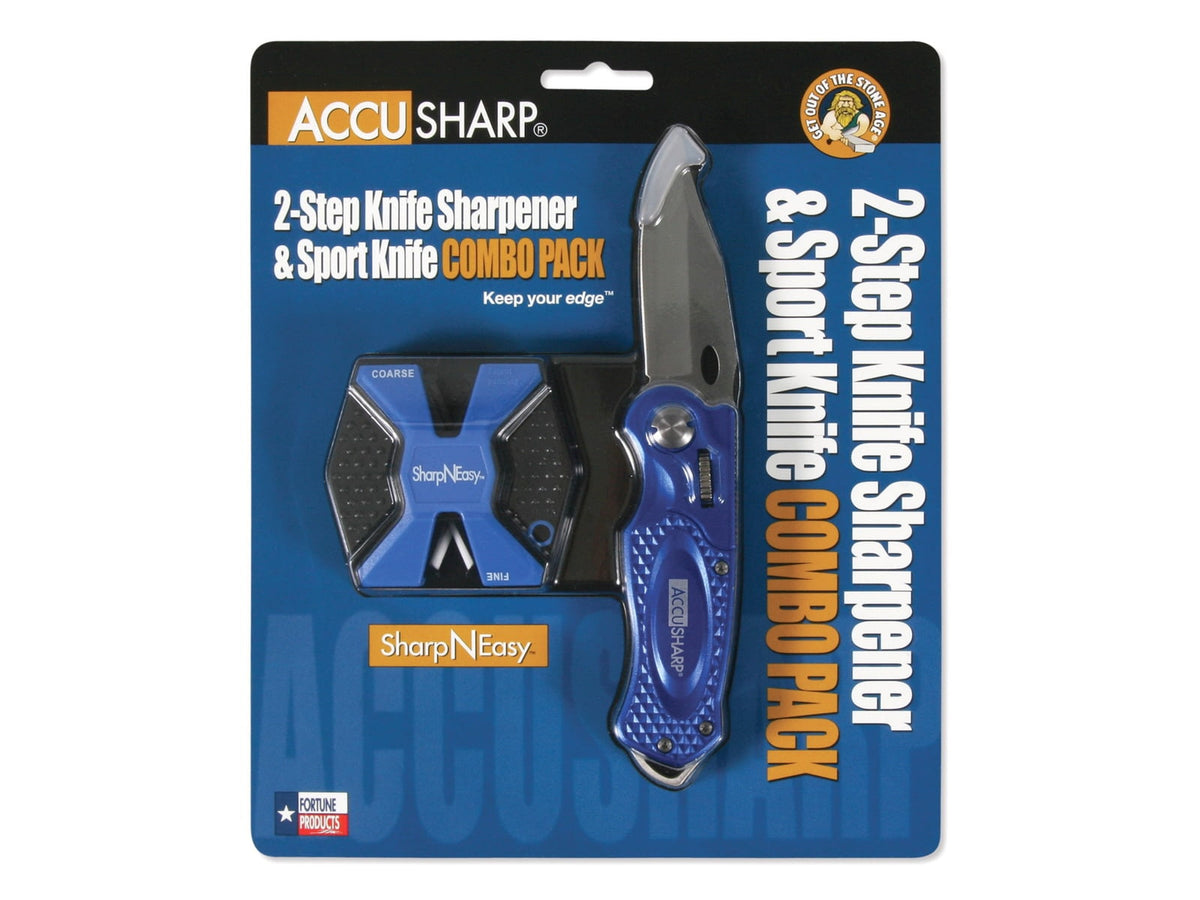 Accusharp Sharp-N-Easy 2-Step Sharpener and Sport Knife Blue 044C