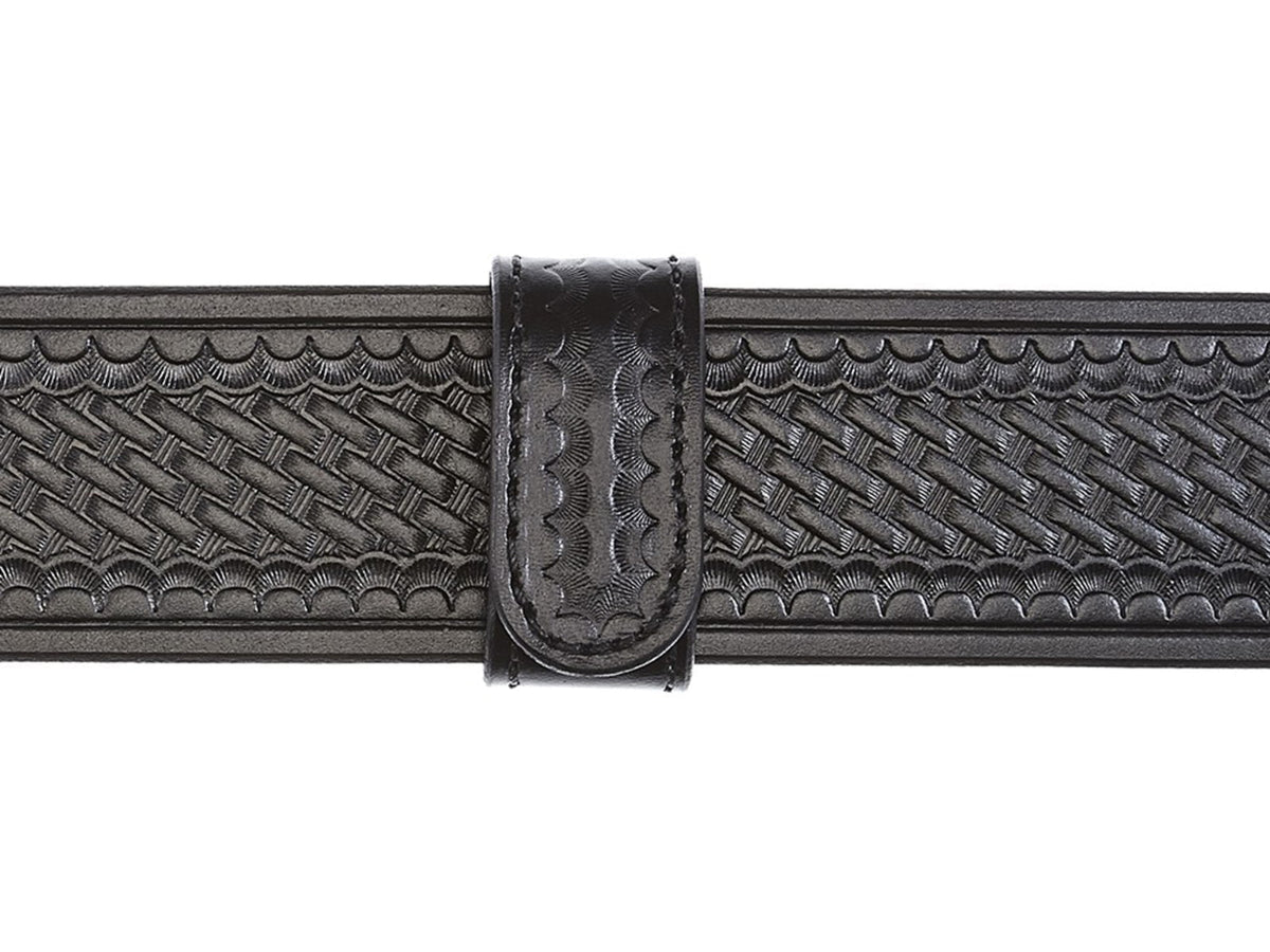 Aker Leather Model 530 Double Snap 1inch Wide Belt Keepers Chrome Snap Basketweave Black A530-BW-CH