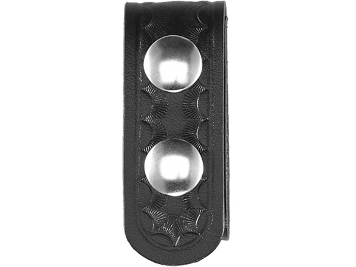 Aker Leather Model 530 Double Snap 1inch Wide Belt Keepers Chrome Snap Basketweave Black A530-BW-CH