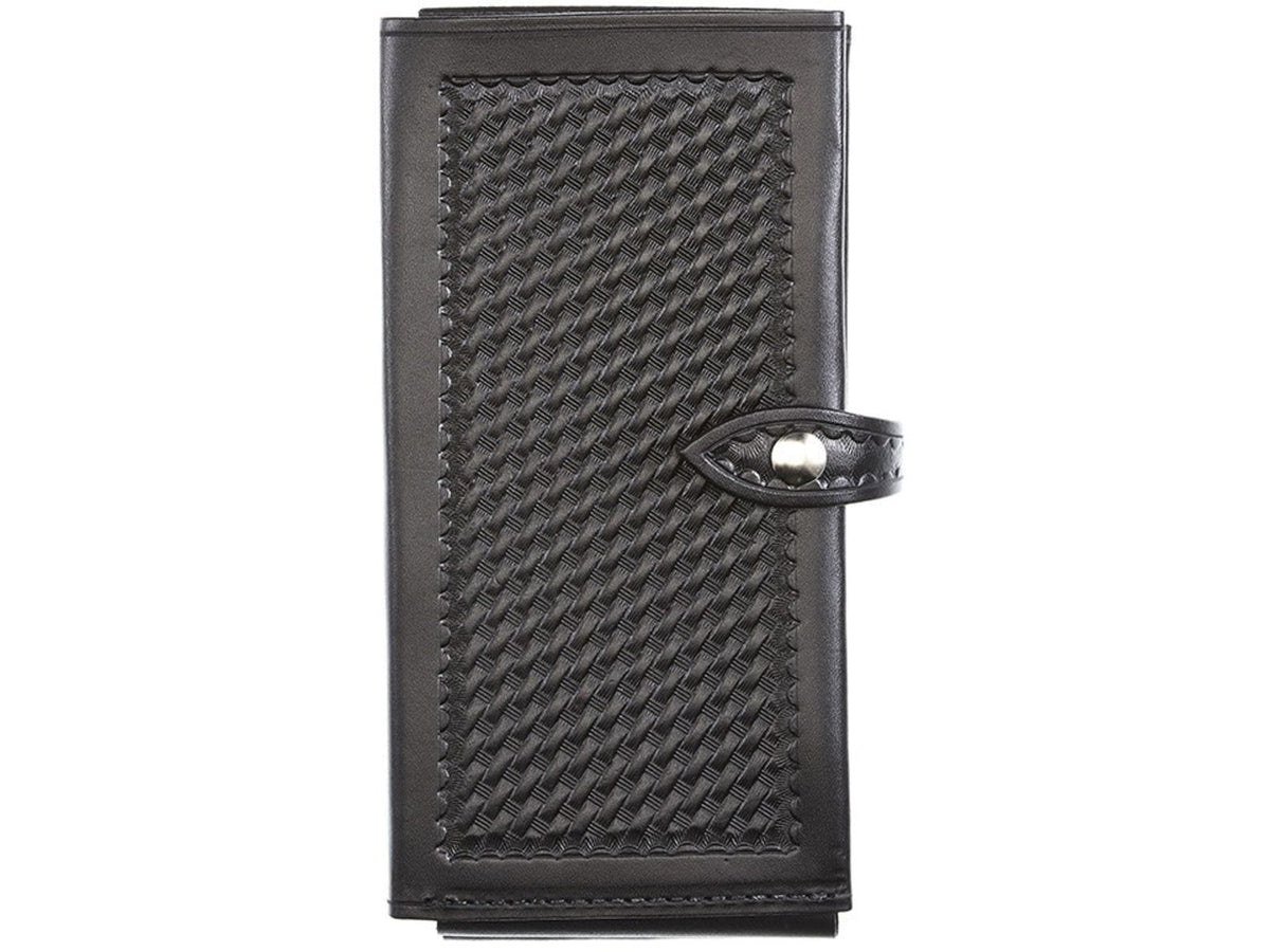 Aker Leather Model 581 Double Citation Book Cover Basketweave Black A581-BW