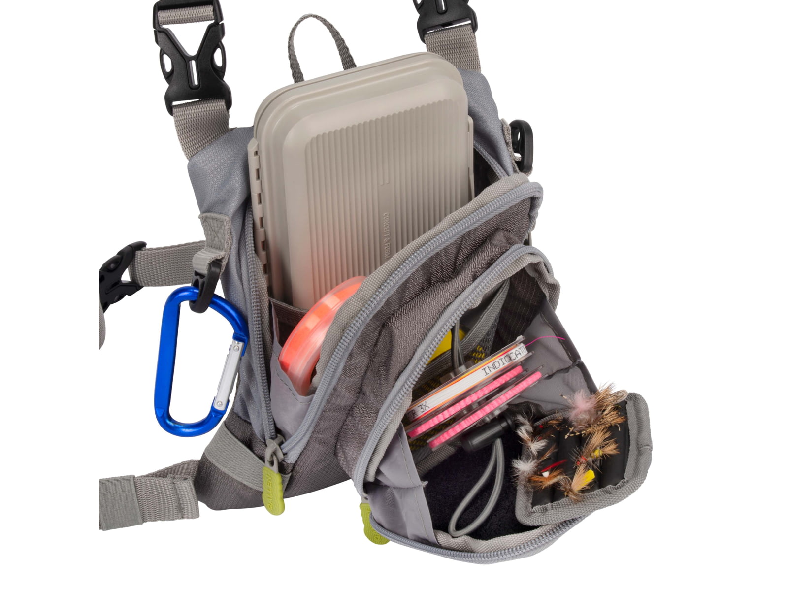 Allen Bear Creek Micro Fly Fishing Chest Pack Fits up to 2 Tackle/Fly Boxes Gray/Lime
