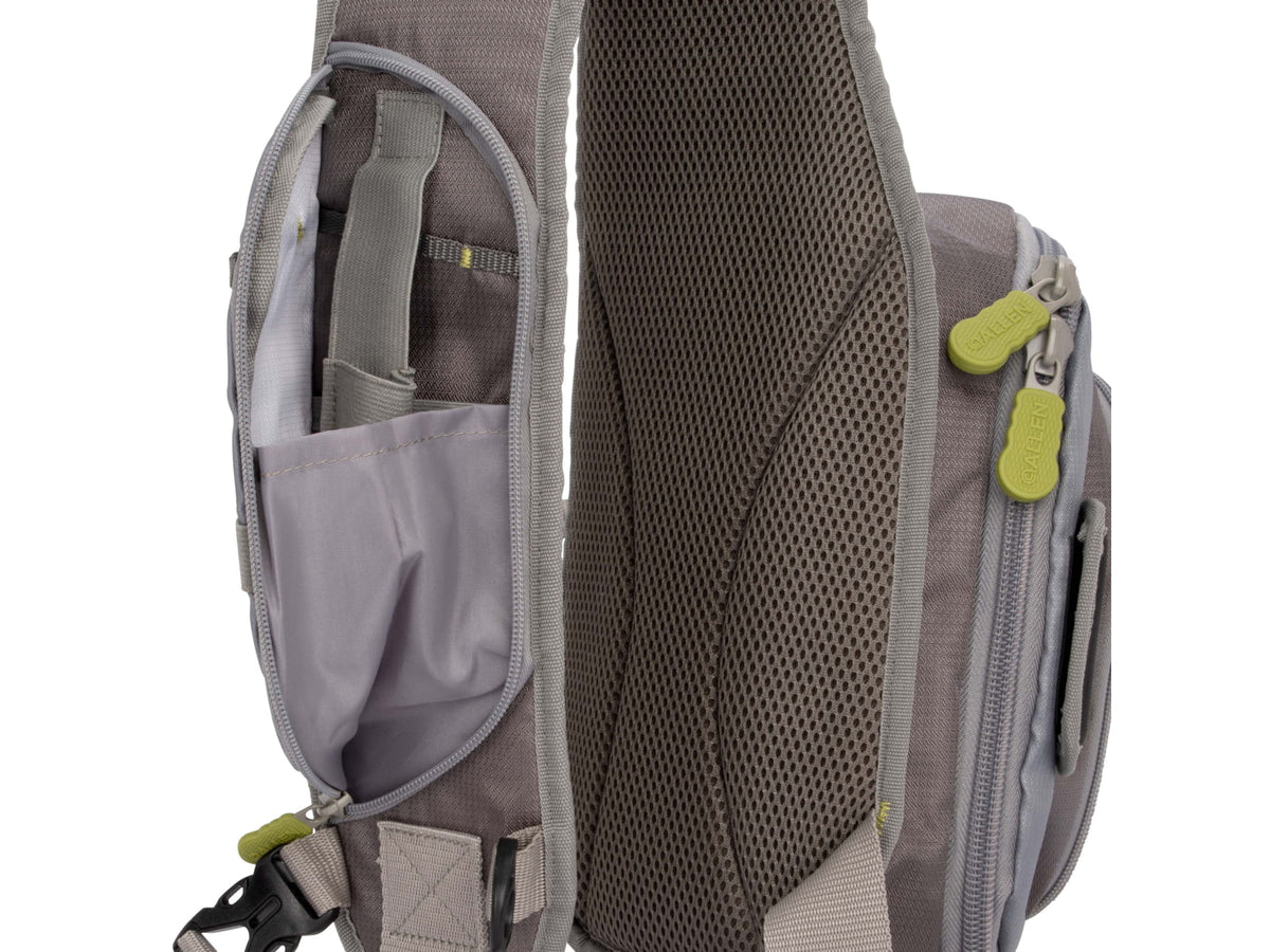 Allen Cedar Creek Fly Fishing Sling Pack Fits up to 4 Tackle/Fly Boxes Gray/Lime 6362