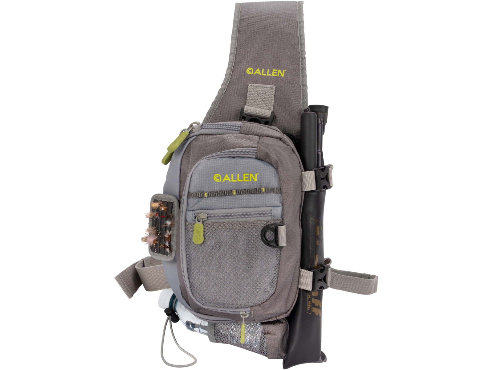Allen Cedar Creek Fly Fishing Sling Pack Fits up to 4 Tackle/Fly Boxes Gray/Lime 6362