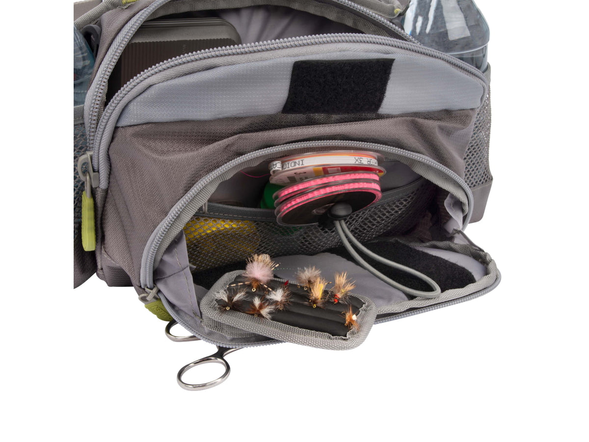 Allen Eagle River Lumbar Fly Fishing Pack Fits up to 6 Tackle/Fly Boxes Gray/Lime 6378