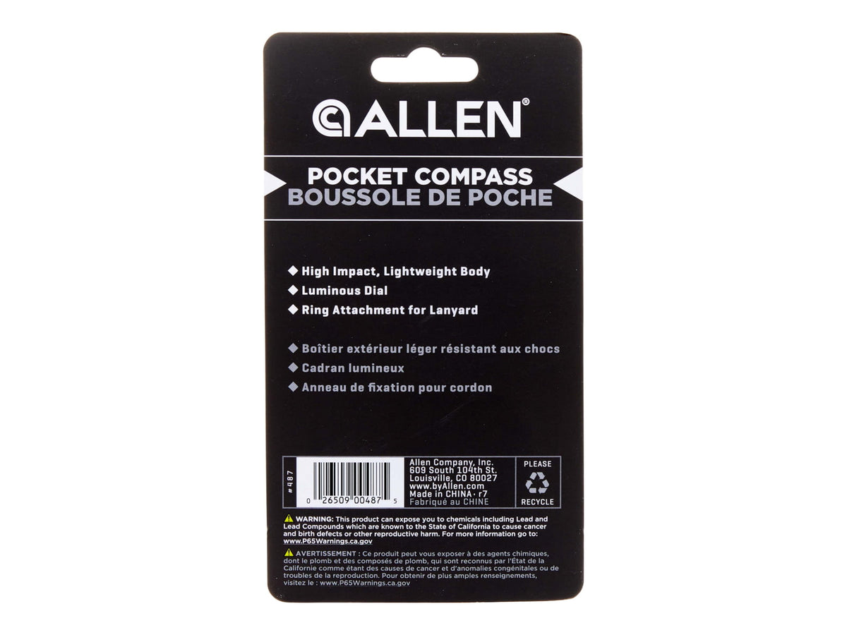 Allen Pocket Compass with Lid Orange 487