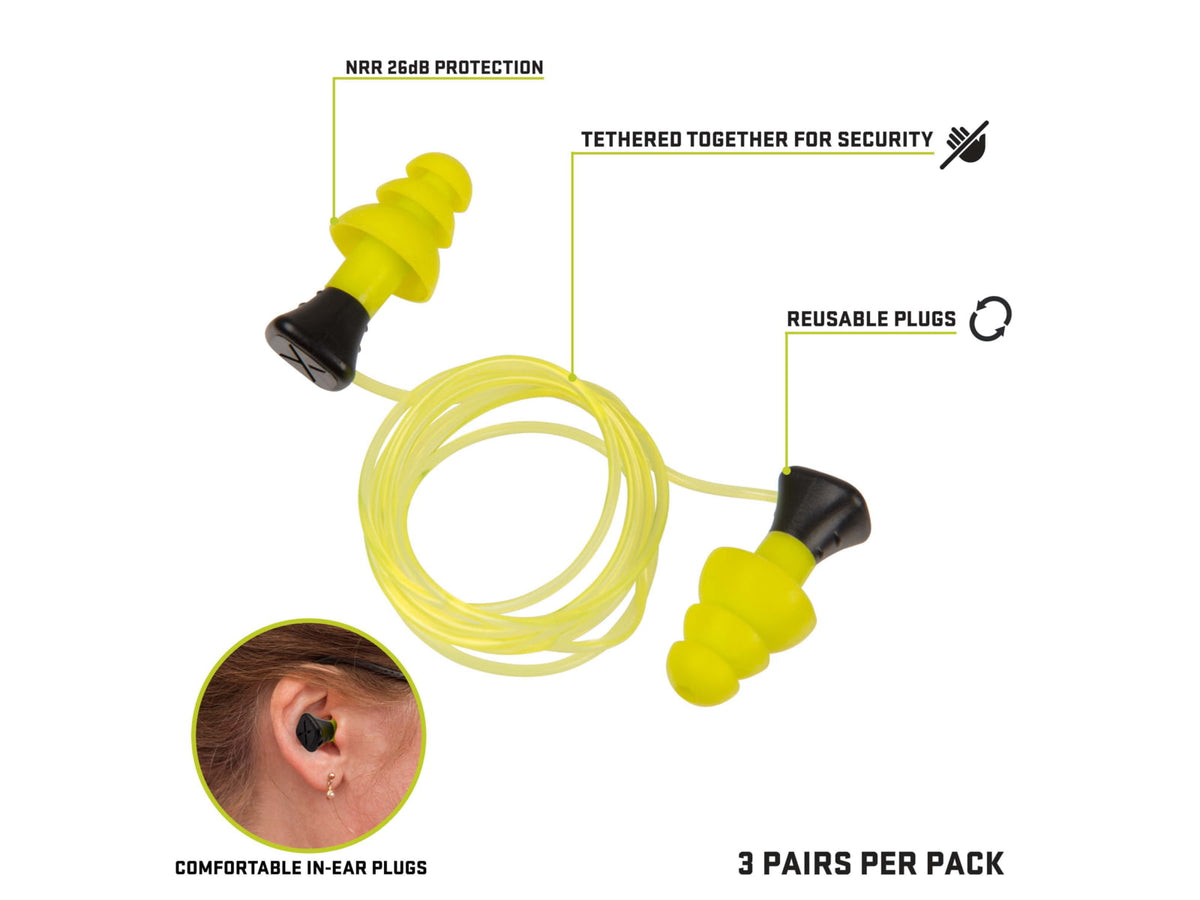 Allen ULTRX Tethered Silicone Ear Plugs 3-Pairs Yellow