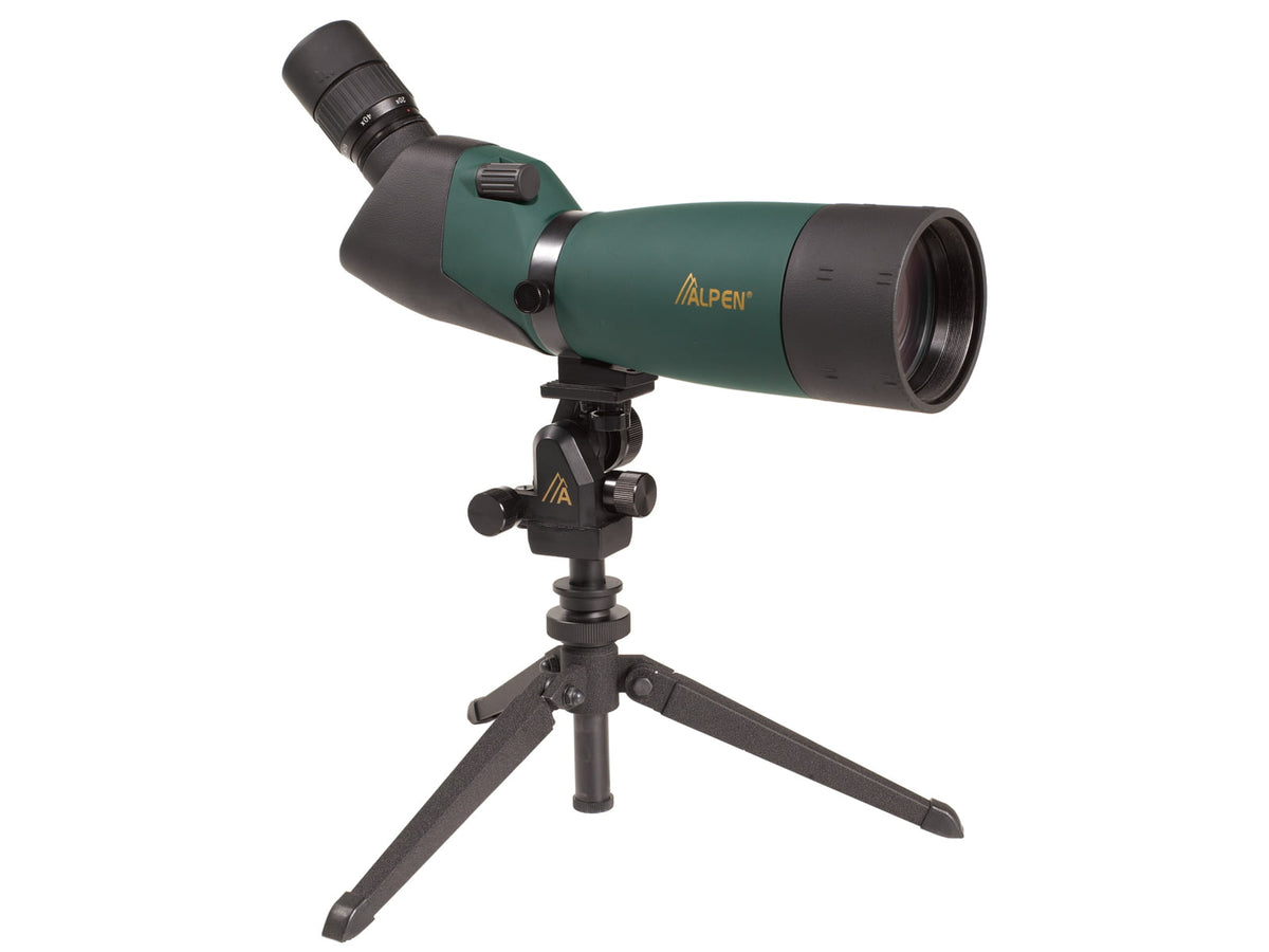 Alpen 20-60x80mm Angled Waterproof Spotting Scope - 45 Degree Eyepiece Nylon Case Portable 12in Swivel-Head Tripod