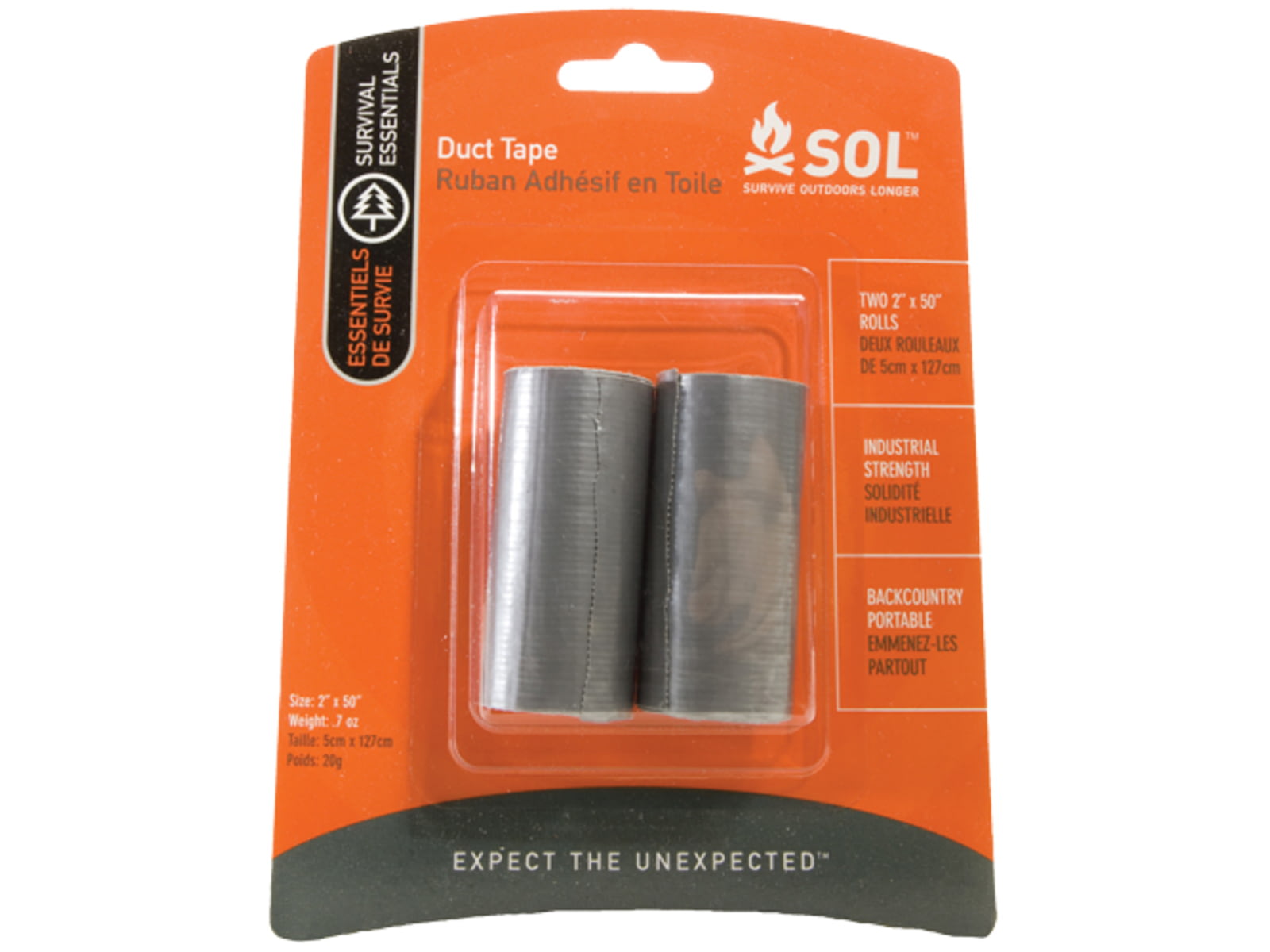 Survive Outdoors Longer Duct Tape 2 Pack 2x50in Rolls Silver 0140-1005