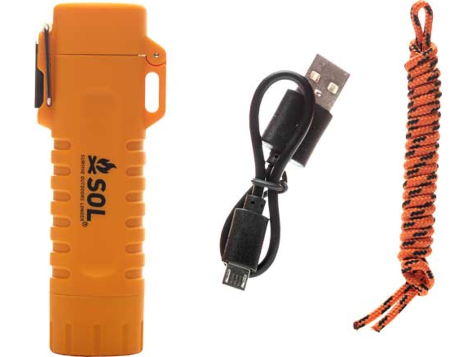 Survive Outdoors Longer Fire Lite Fuel Free Lighter w/Tinder Cord Lanyard Orange 0140-1243