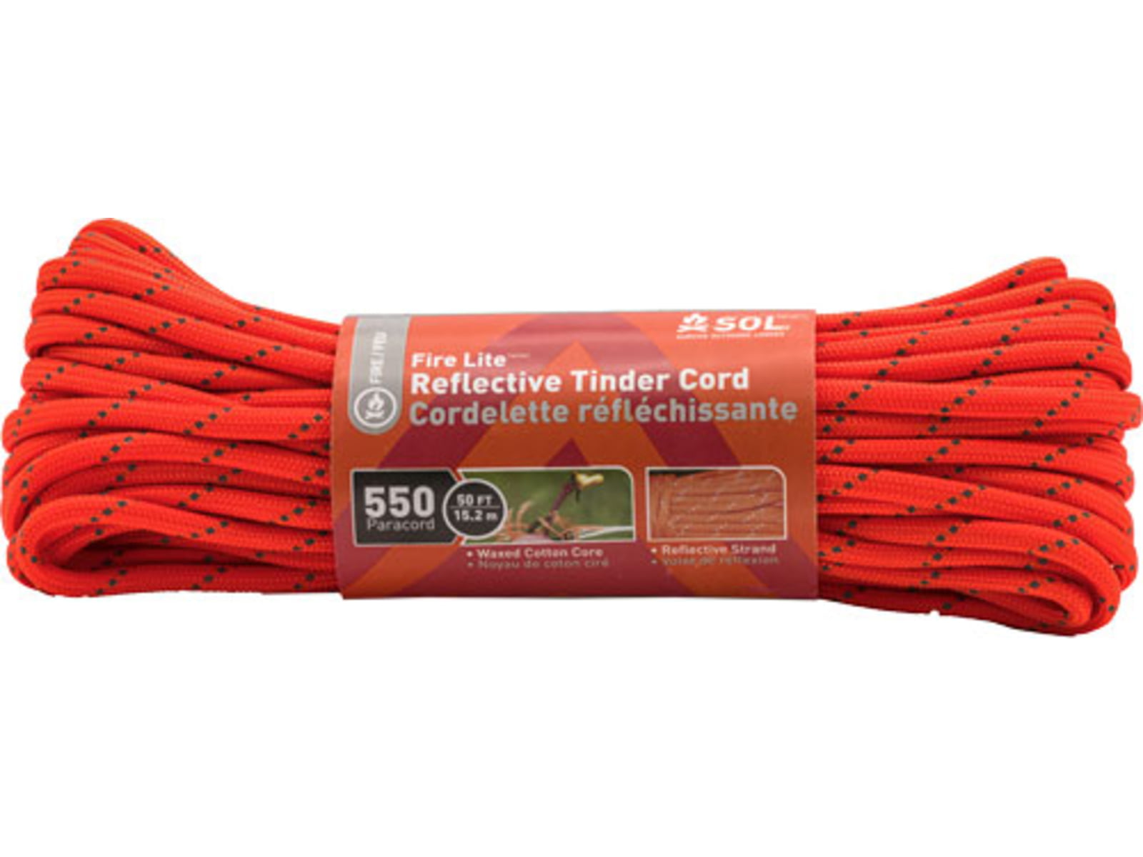 Survive Outdoors Longer Fire Lite Tinder Cord 550 50 ft Orange 0140-1732