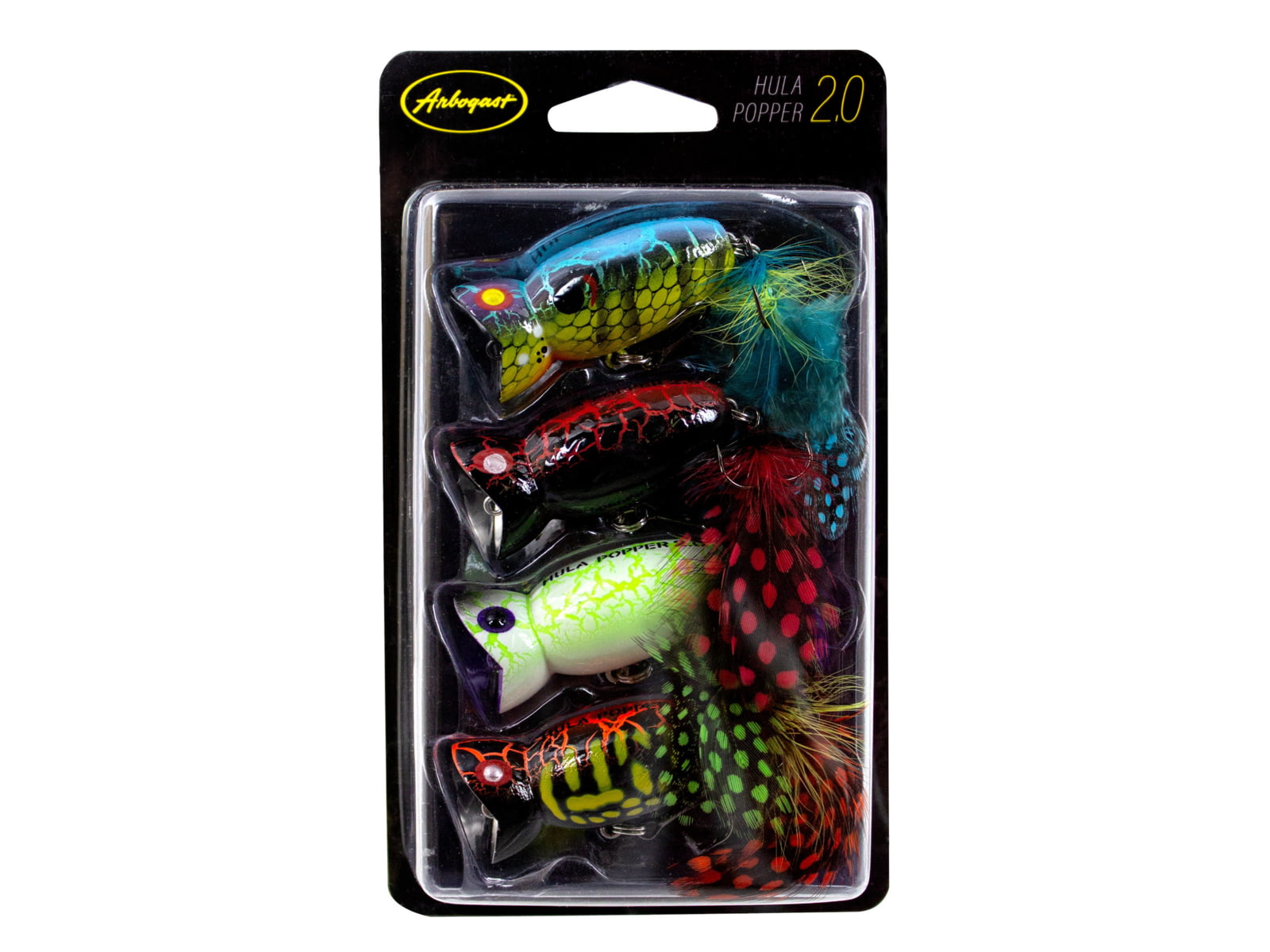 Arbogast Hula 2.0 Topwater Popper Lure Kit - 4 Pack 2 1/2in 3/8oz Hula Popper PK4G761-1