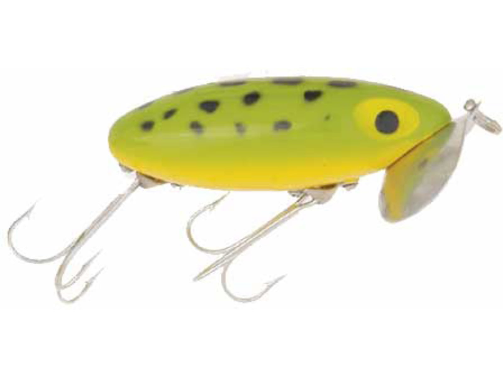 Arbogast Jointed Clicker Jitterbug 2 1/2 3/8 oz Frog/Yellow Belly G625-07