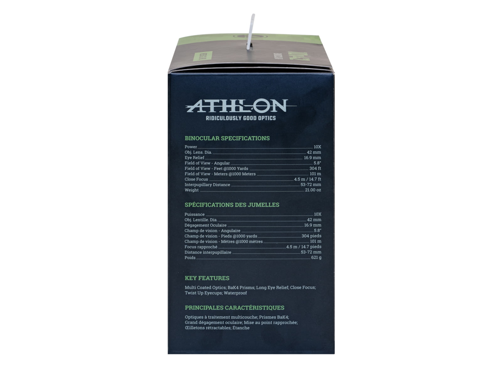 Athlon Optics Neos G2 HD 10x42mm Binoculars Roof Prism Green