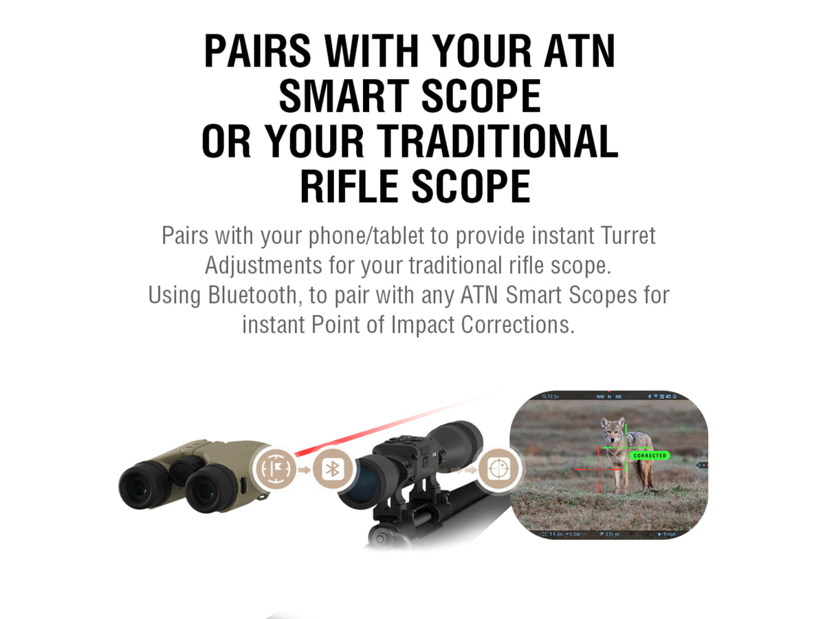 ATN LRF 3000 10x42mm Roof Ballistics Laser Rangefinding Binocular Army Brown BN1042LRF3k