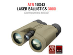 ATN LRF 3000 10x42mm Roof Ballistics Laser Rangefinding Binocular Army Brown BN1042LRF3k