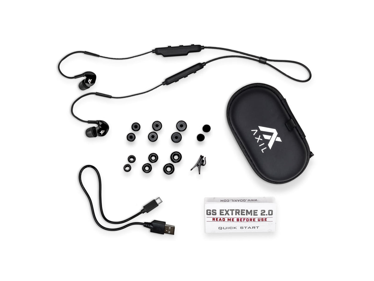 AXIL GS Extreme 2.0 Ear Buds Black StandardMultiple Eartip Sizes & Styles Included GS-X