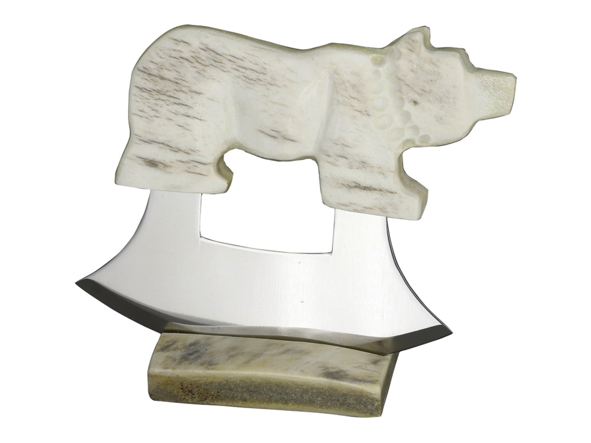 B Merry Ulu Moose Antler Walking Bear 5.75 in Kitchen Knife UMAB17