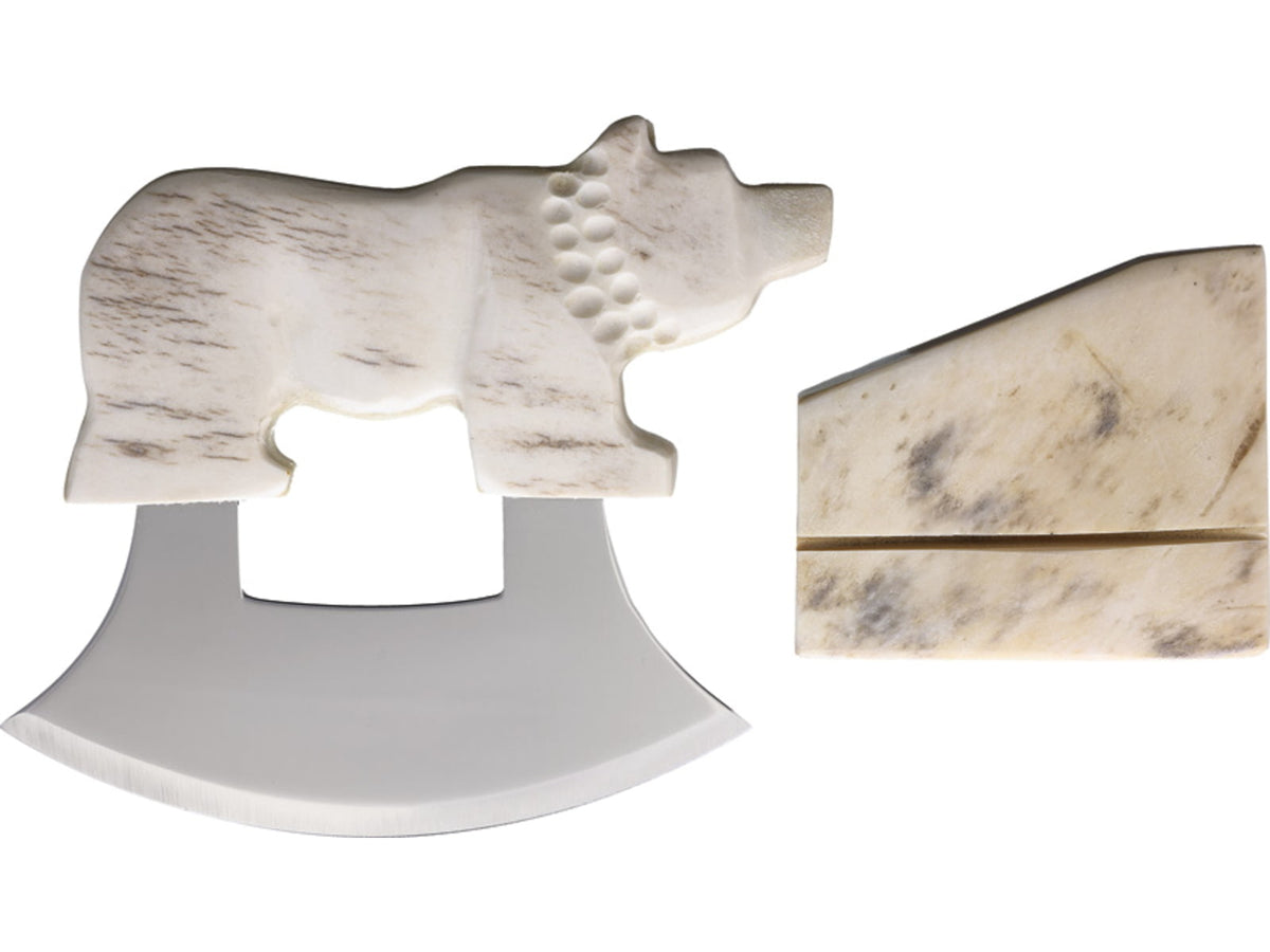 B Merry Ulu Moose Antler Walking Bear 5.75 in Kitchen Knife UMAB17