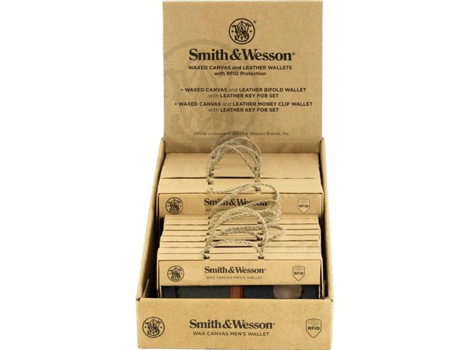 Cameleon Smith & Wesson Mens Wax Canvas Wallet Gift Set Display 12/ct E3B08764 RV49691