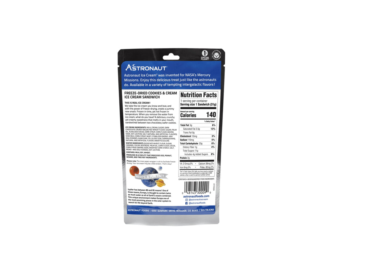 Backpacker's Pantry Astro Cookies & Cream Ice Cream Sandwich 1 Serving Natural 1.1 oz