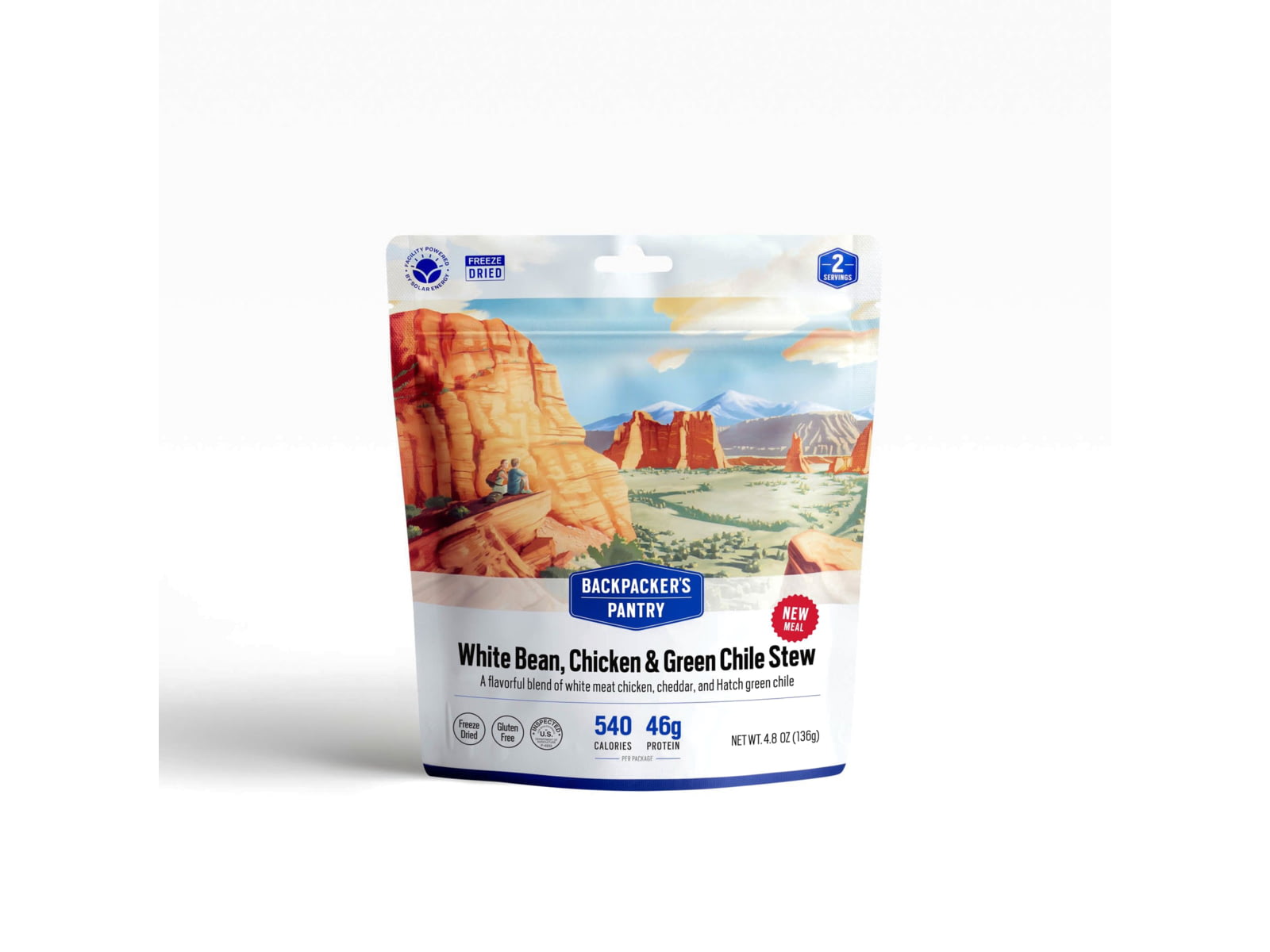 Backpacker's Pantry White Bean Chicken & Green Chile Stew Dehydrated Food 540 Cal 46g Protein Natural 4.8 oz