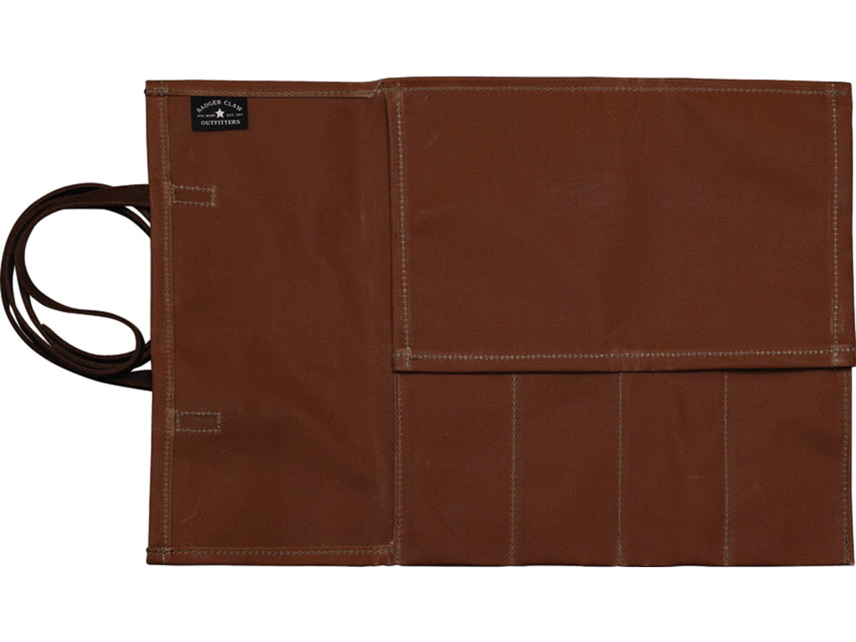 Badger Claw Outfitters 4-Pocket Canvas Knife Roll Brown KNIFE-ROLL-4-POCKET