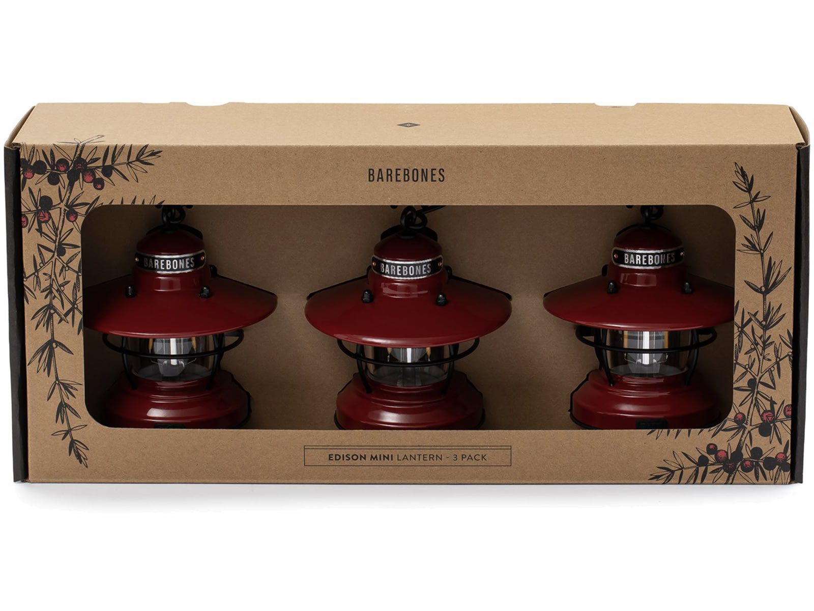 Barebones Edison Mini Lantern 3 Pack Red