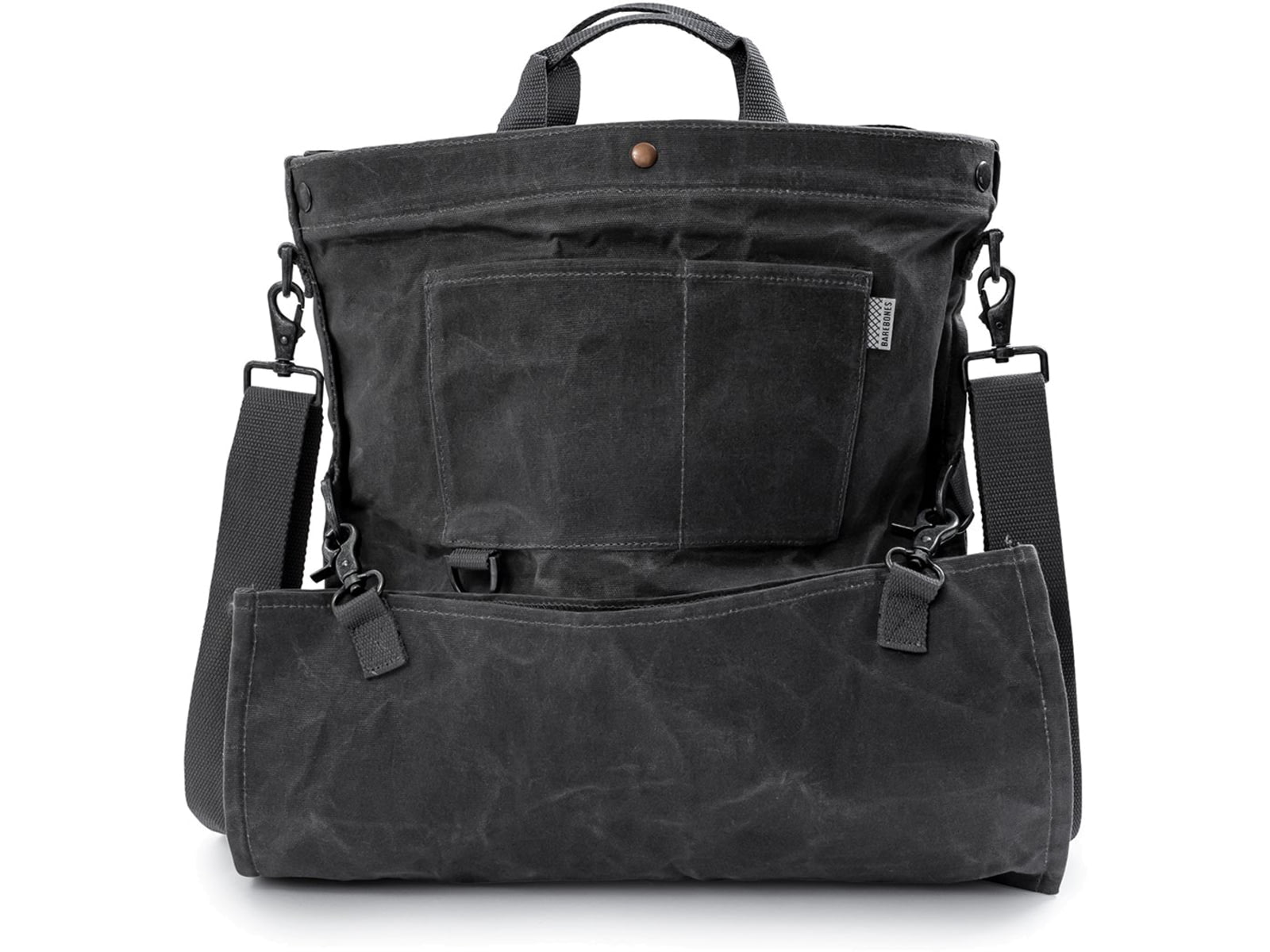 Barebones Gathering Bag Paraffin Waxed Canvas 18in x 16.5in x 5in Slate Gray GDN-068