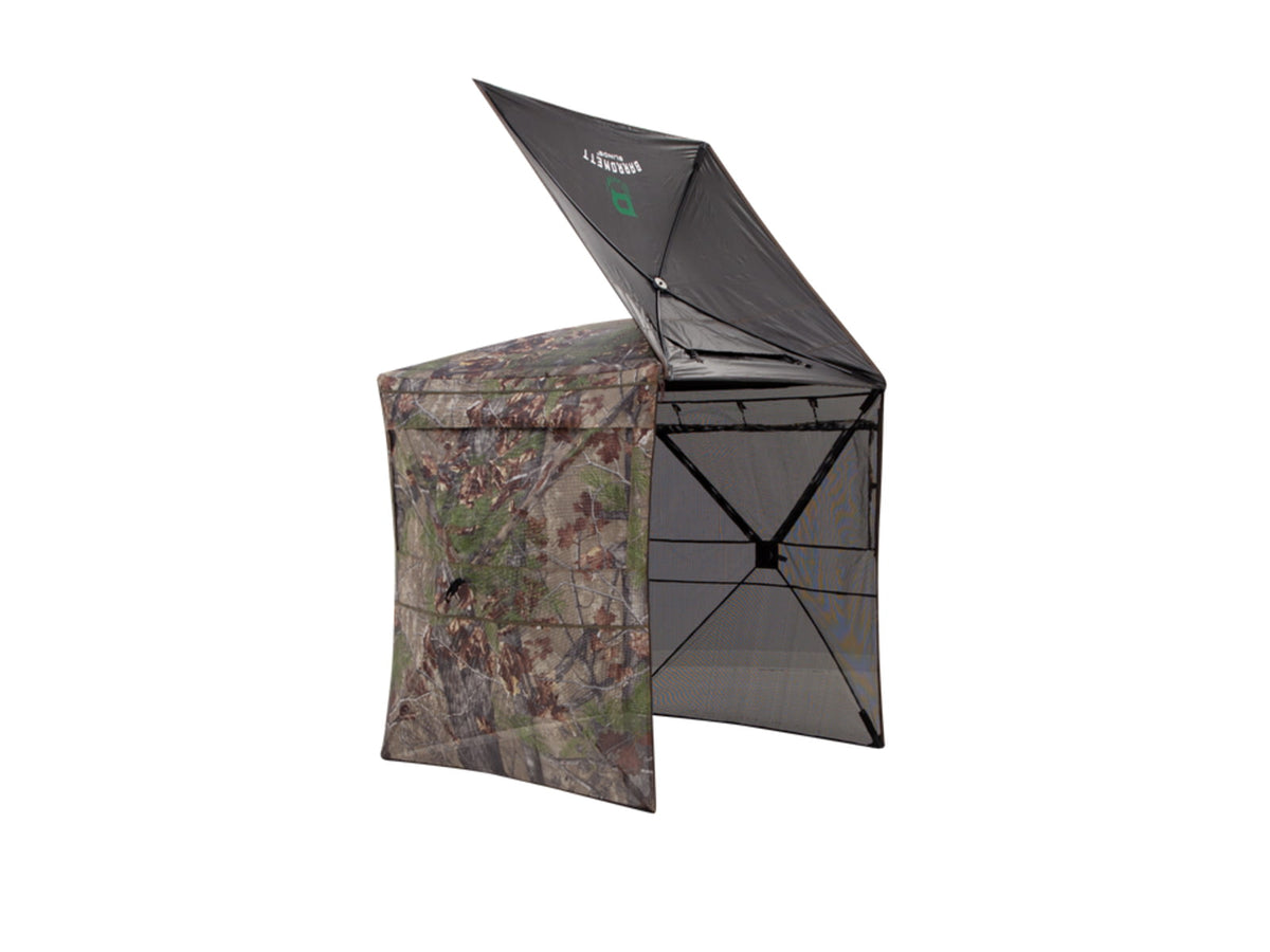 Barronett Blinds Insight See-Through Hunting Blind View-Through Fabric Silent Shooting Windows Bloodtrail Backwoods 68in x 71in x 71in Bloodtrail Backwoods 2-Person NS200BW