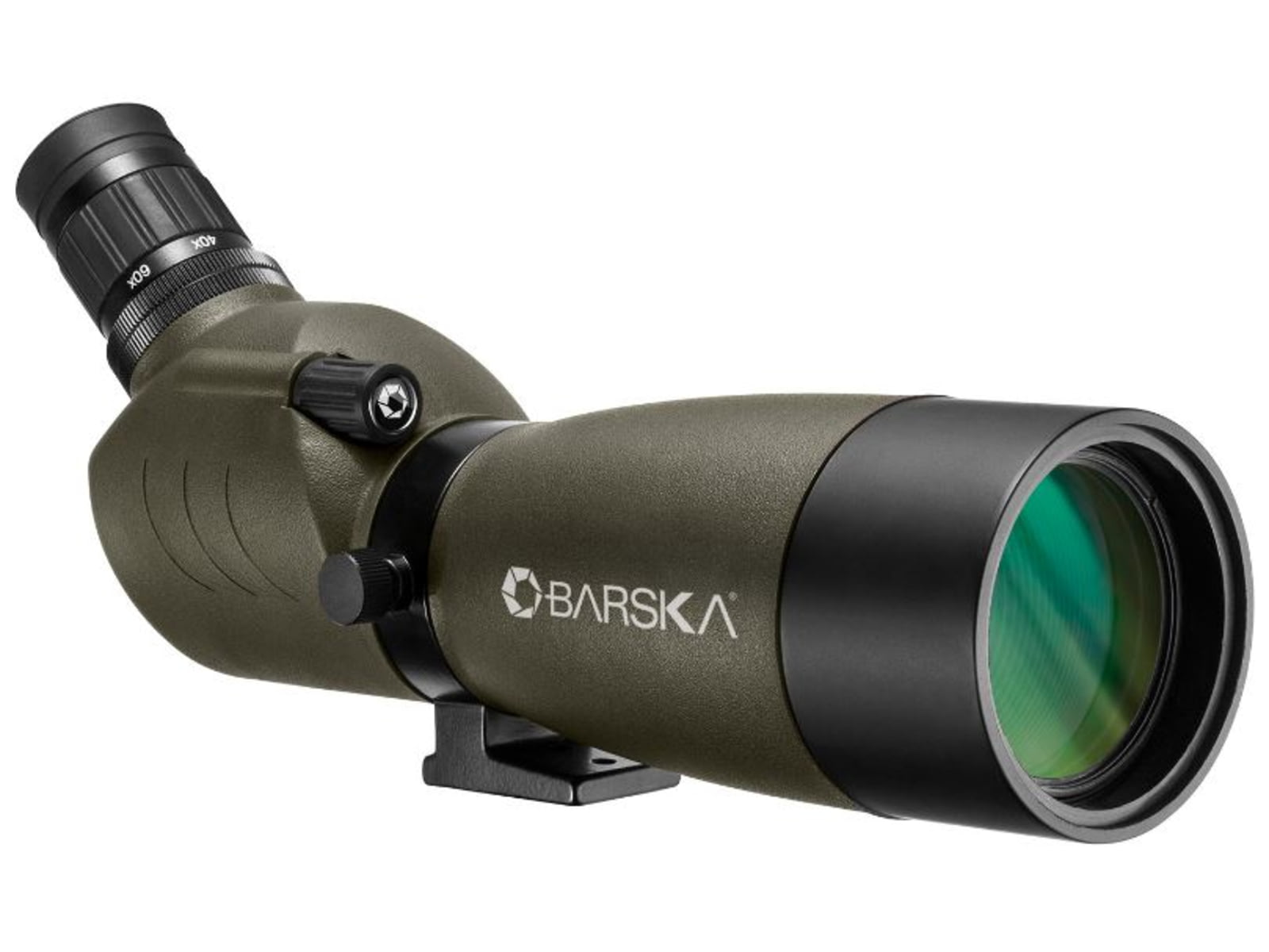 Barska 20-60x60 Blackhawk Spotting Scope Angled Porro Prism BK-7 Glare Reducing Sunshade Green AD12706