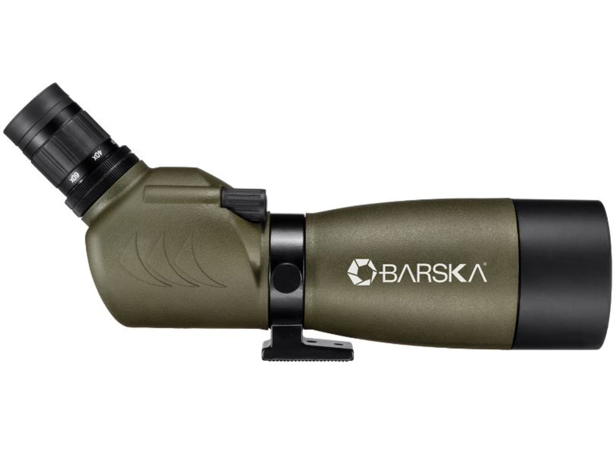 Barska 20-60x60 Blackhawk Spotting Scope Angled Porro Prism BK-7 Glare Reducing Sunshade Green AD12706