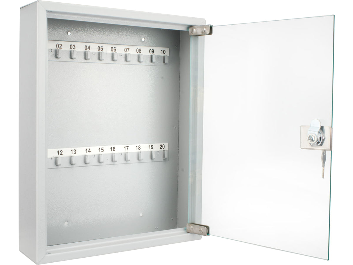 Barska 20 Position Key Cabinet w/Glass DoorGray CB12952
