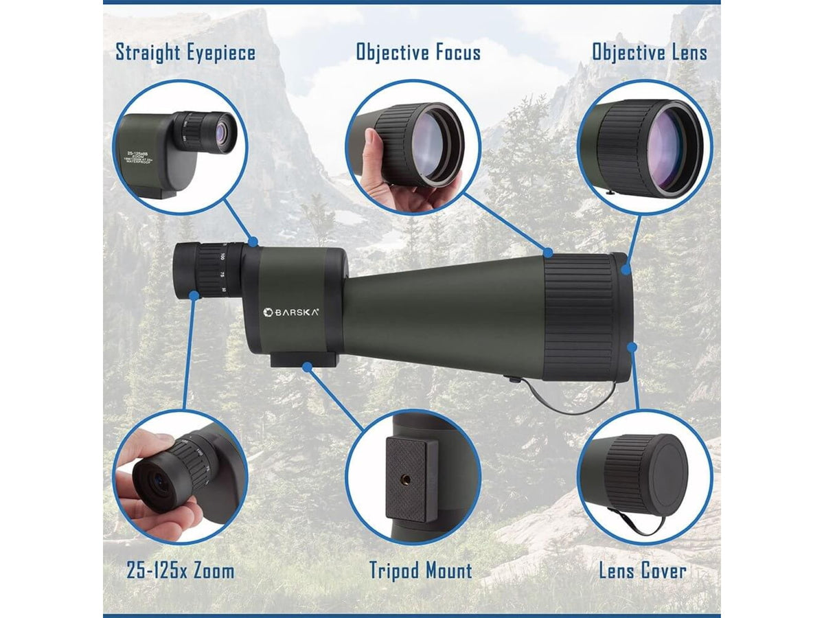 Barska 25-125x88 WP Benchmark Spotting Scope Straight w/ 2 Tripods 2 Cases