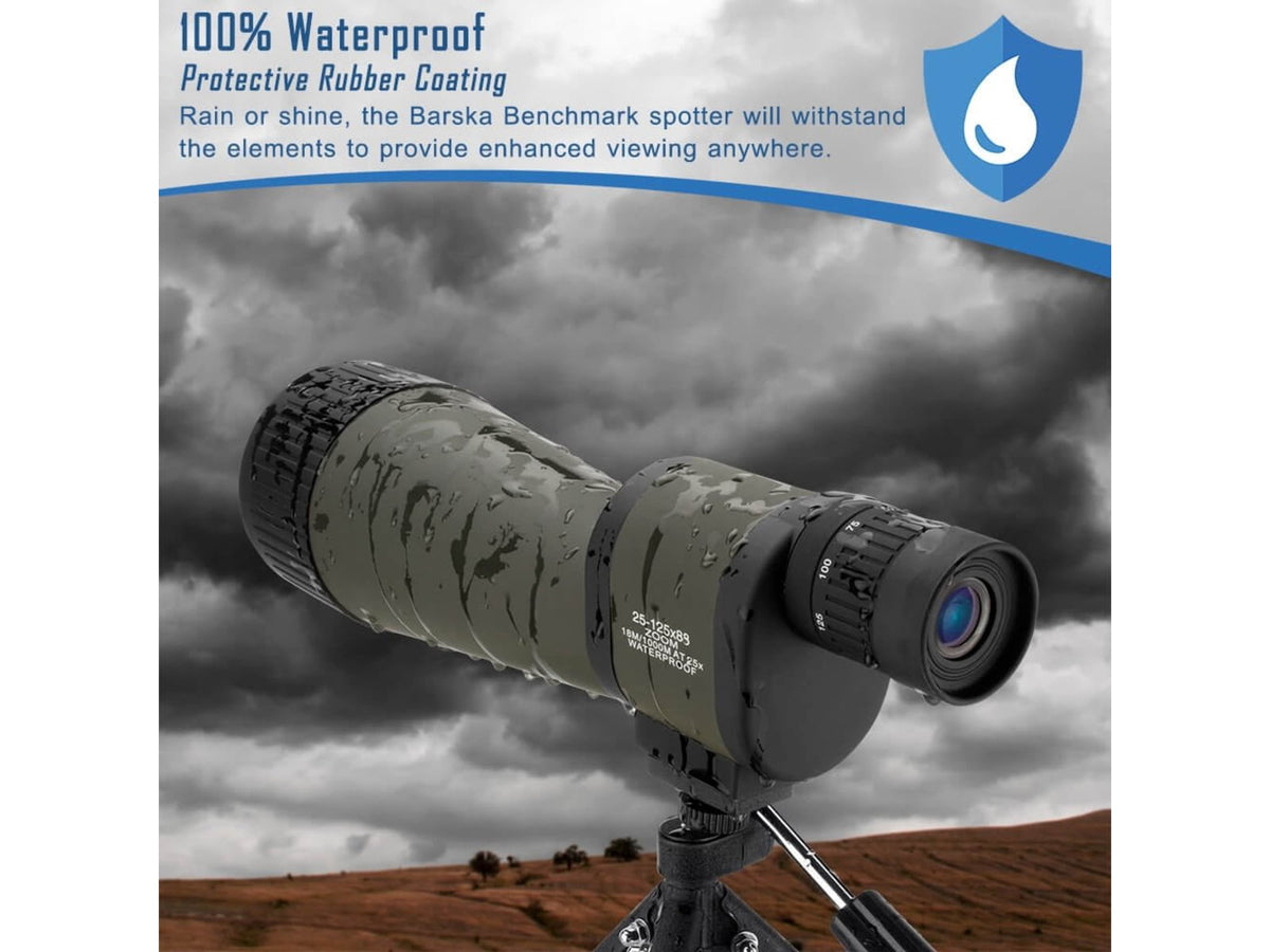 Barska 25-125x88 WP Benchmark Spotting Scope Straight w/ 2 Tripods 2 Cases