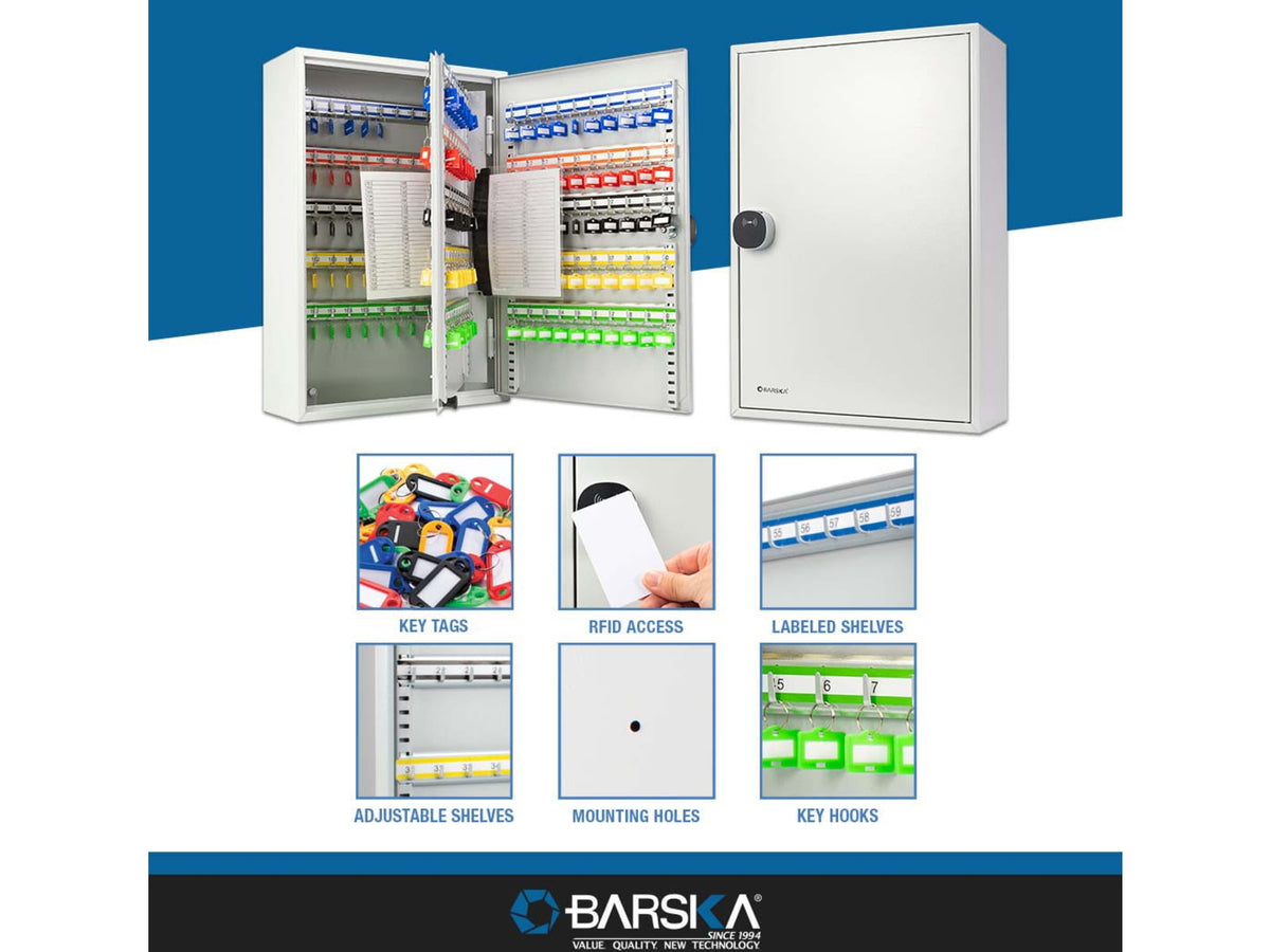 Barska Adjustable Key Cabinet RFID Lock Gray Medium CB13716