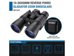 Barska Gladiator Reverse 10x42mm Porro Prism Binoculars Black Small AB13372