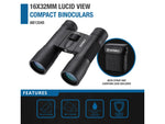 Barska Lucid View Compact 16x32mm Roof Prism Binoculars Black Small AB13345