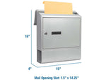Barska Contemporary Wall Mount Mailbox. 10in Width Gray Medium CB13698
