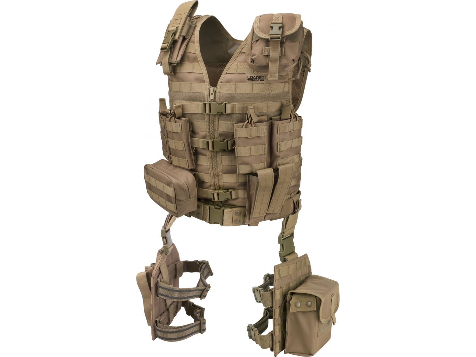 Barska Loaded Gear VX-100 Tactical Vest w/Leg Platforms Flat Dark Earth Large