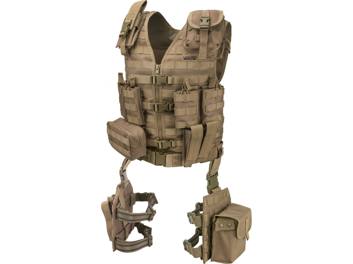 Barska Loaded Gear VX-100 Tactical Vest w/Leg Platforms Flat Dark Earth Large