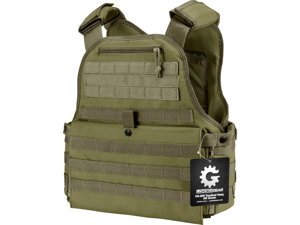 Barska Loaded Gear VX-500 MOLLE Plate Carrier Tactical VestOD Green BI12290