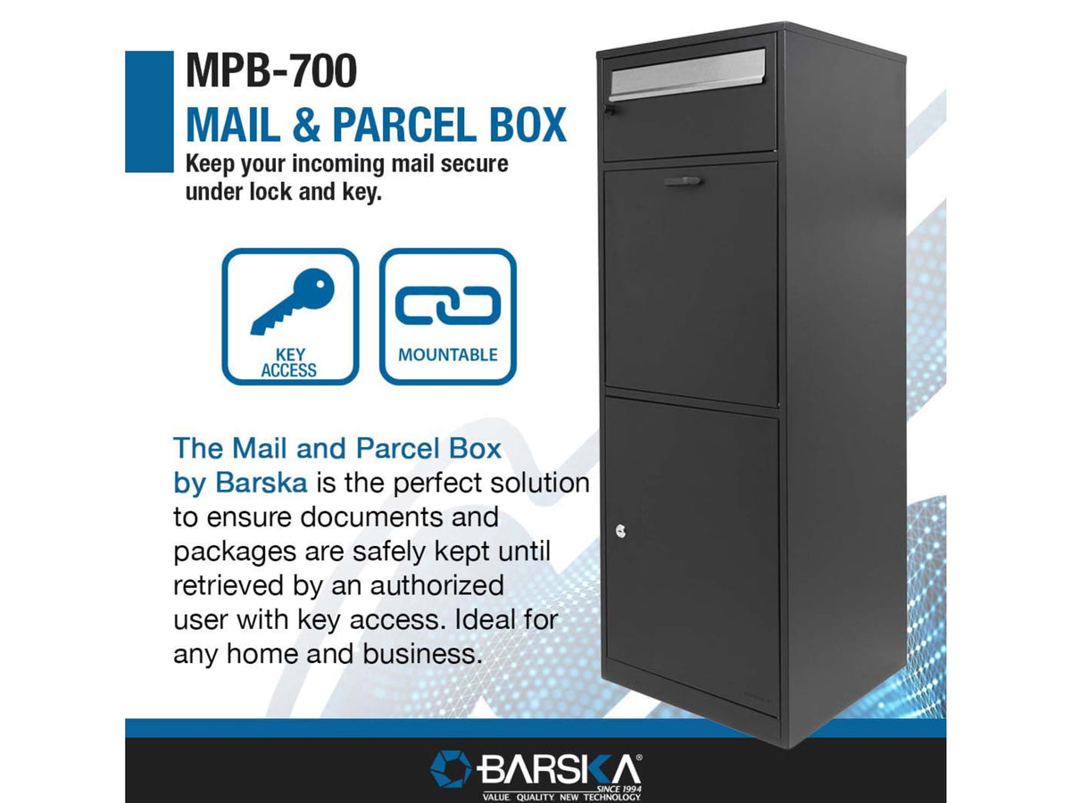 Barska MPB-700 Mail and Parcel Box 2 Keys Black Large CB13704