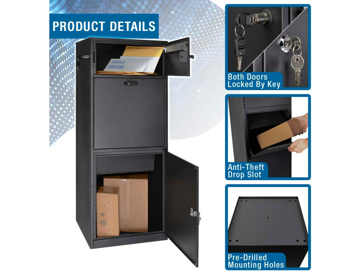 Barska MPB-700 Mail and Parcel Box 2 Keys Black Large CB13704