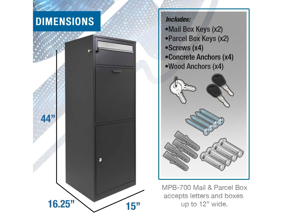 Barska MPB-700 Mail and Parcel Box 2 Keys Black Large CB13704