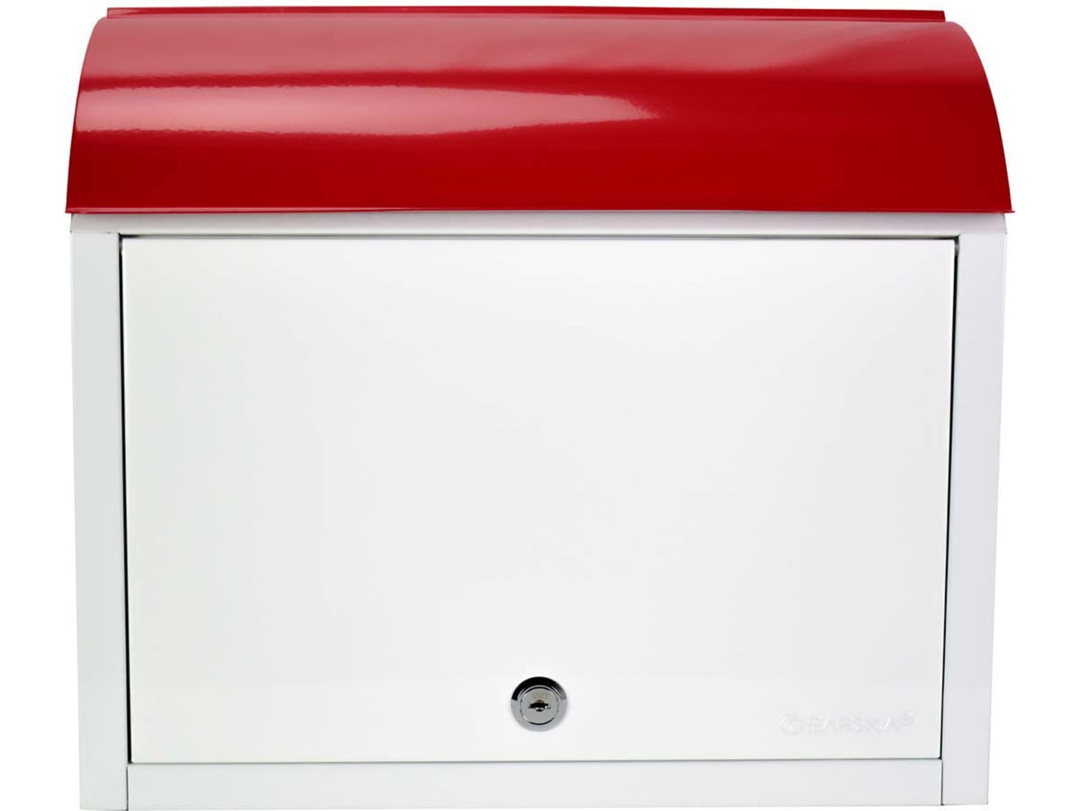Barska Retro Locking Wall Mount Mailbox. 13in Width Cream-Red Small CB13700