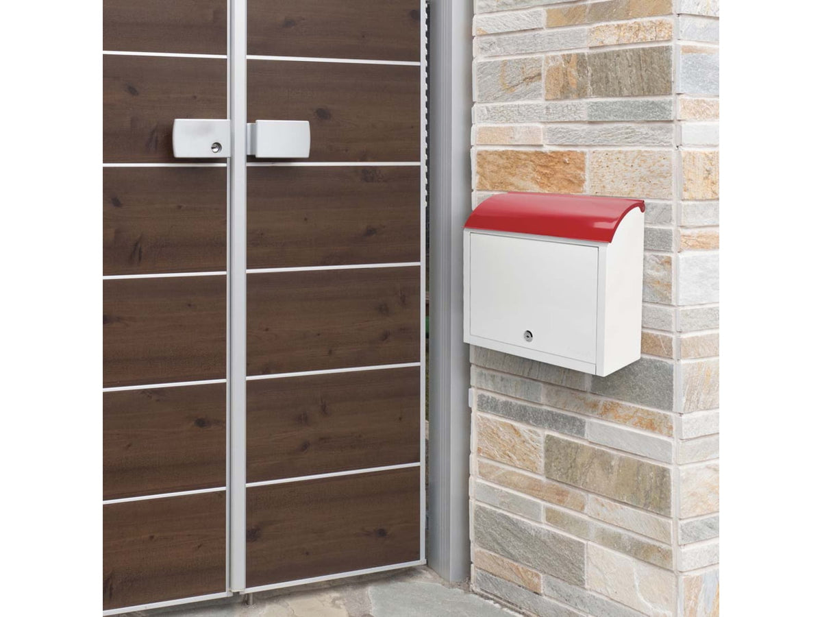 Barska Retro Locking Wall Mount Mailbox. 13in Width Cream-Red Small CB13700