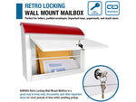 Barska Retro Locking Wall Mount Mailbox. 13in Width Cream-Red Small CB13700