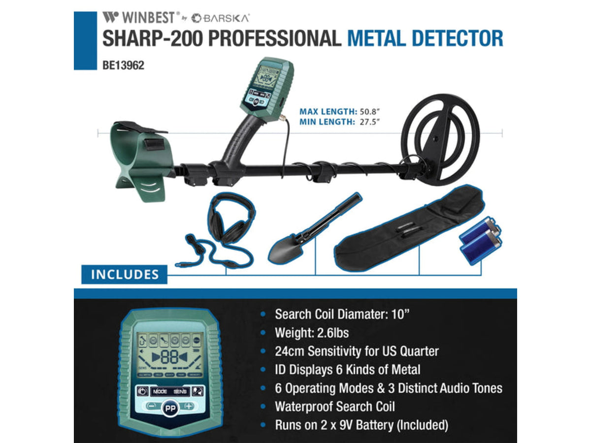Barska Sharp-200 Professional Metal Detector Field Kit Black/Green Medium BE13962