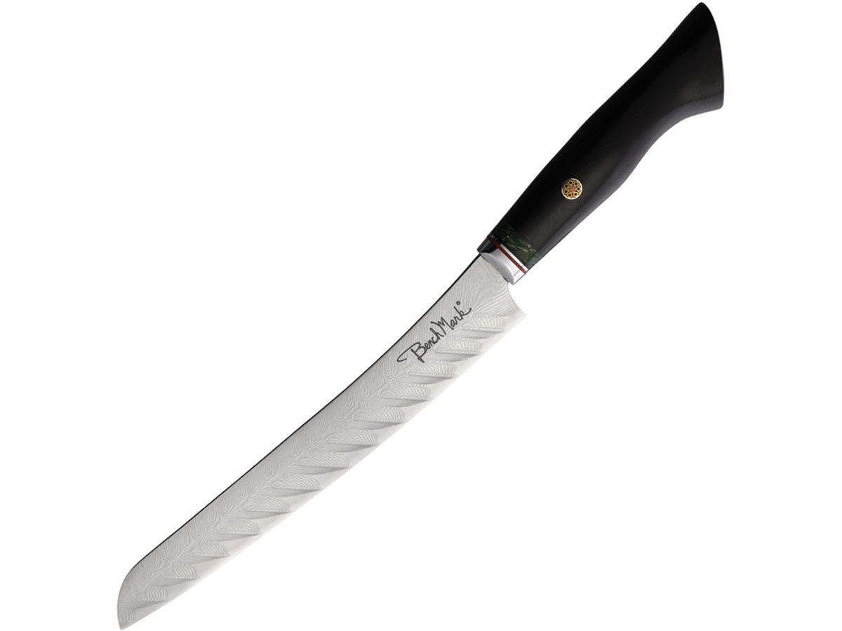 Benchmark Bread Damascus 8.00 in Kitchen Knife Rosewood and greenwood CECH002B