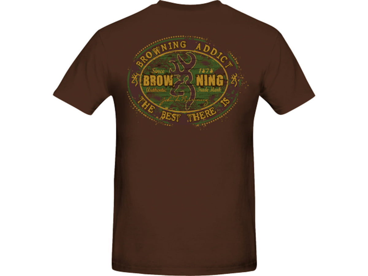 Bg Men's T-shirt ''browning Addict'' Small Brown W/logo